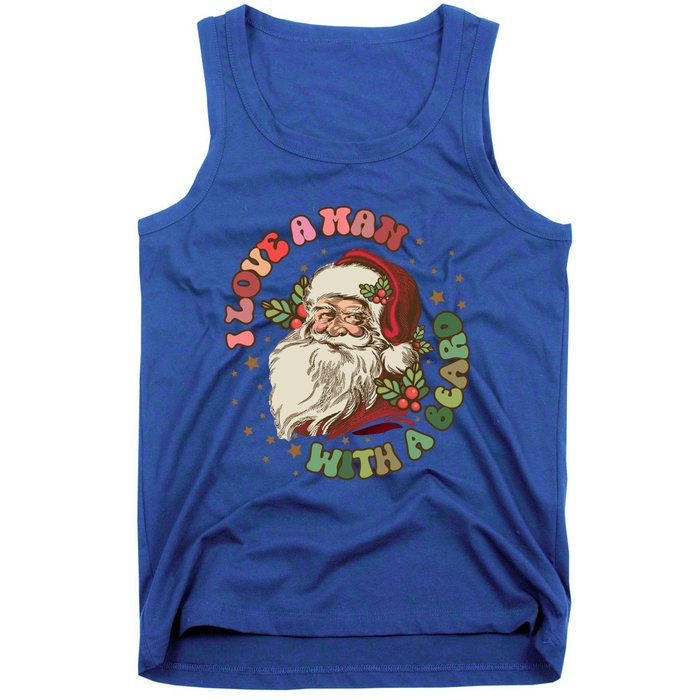 Retro I Love A With A Beard Santa Claus Merry Christmas Great Gift Tank Top