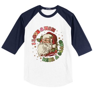 Retro I Love A With A Beard Santa Claus Merry Christmas Great Gift Baseball Sleeve Shirt