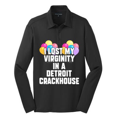 retro I lost my virginity in a detroit crackhouse  Silk Touch Performance Long Sleeve Polo