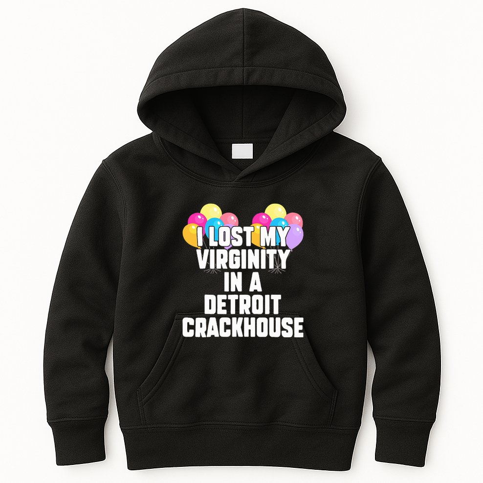 retro I lost my virginity in a detroit crackhouse  Kids Hoodie