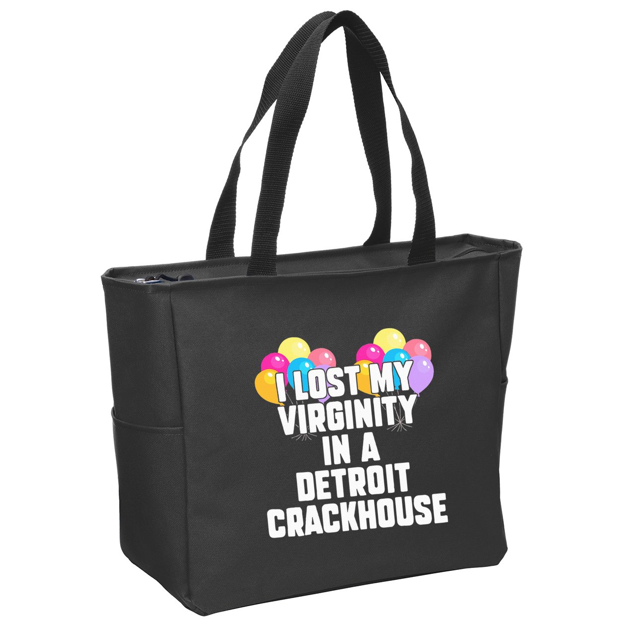 retro I lost my virginity in a detroit crackhouse  Zip Tote Bag