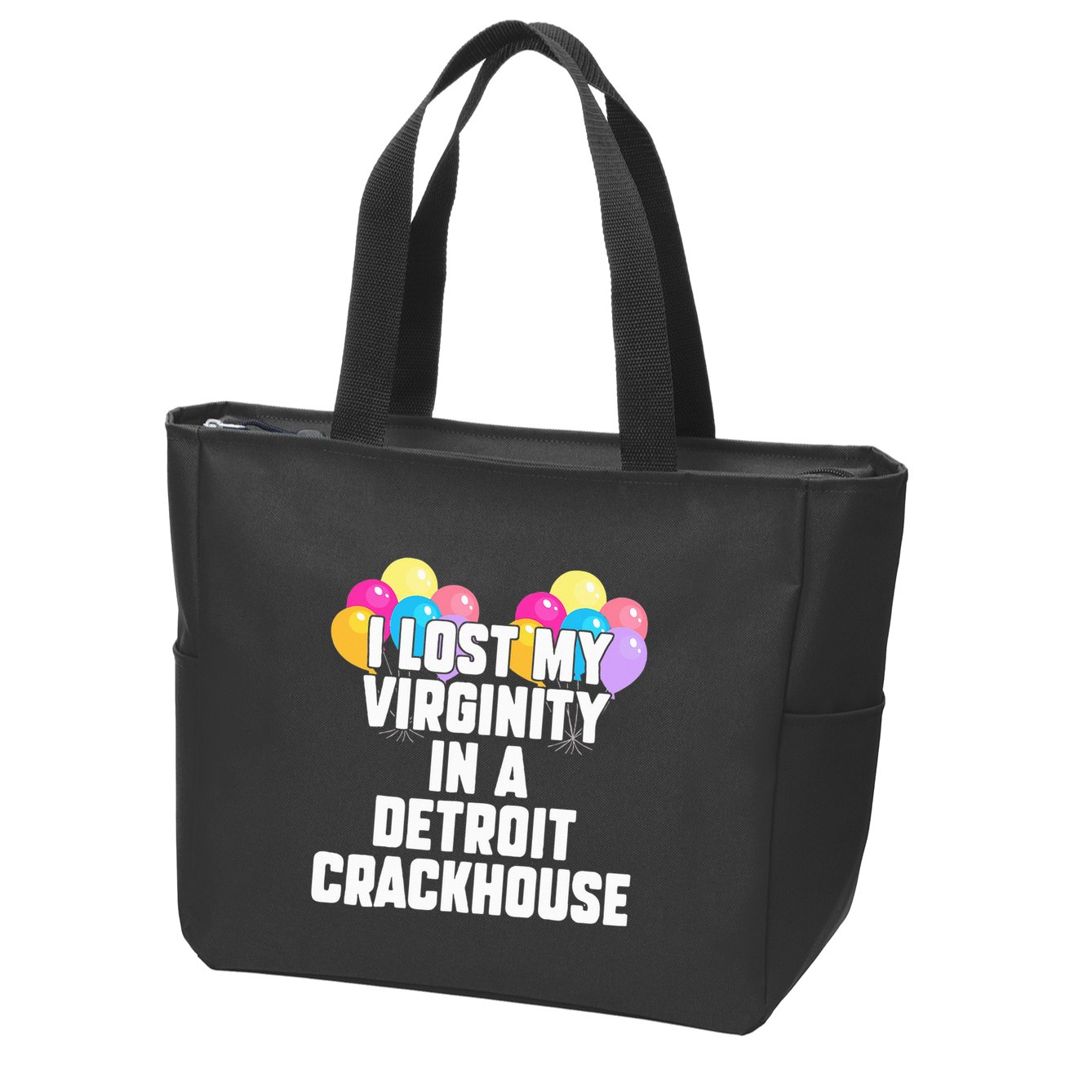 retro I lost my virginity in a detroit crackhouse  Zip Tote Bag