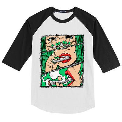 Roll It Lick It Smoke It Marijuana Pot Weed Kids Colorblock Raglan Jersey