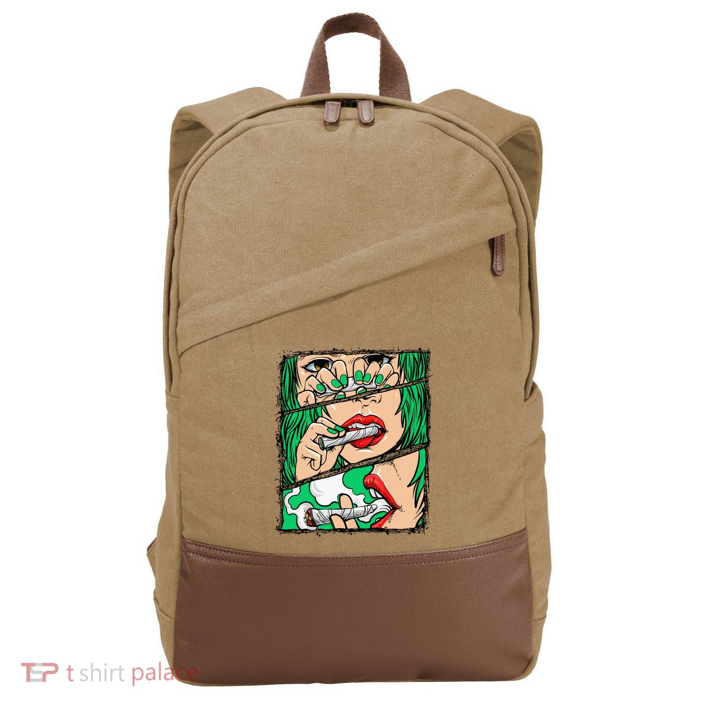 Roll It Lick It Smoke It Marijuana Pot Weed Cotton Canvas Backpack