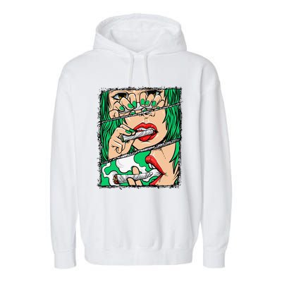Roll It Lick It Smoke It Marijuana Pot Weed Garment-Dyed Fleece Hoodie