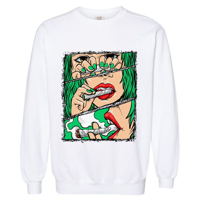 Roll It Lick It Smoke It Marijuana Pot Weed Garment-Dyed Sweatshirt