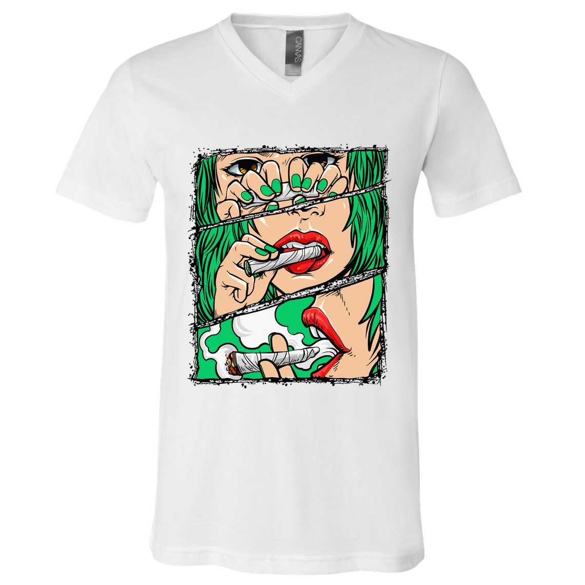 Roll It Lick It Smoke It Marijuana Pot Weed V-Neck T-Shirt