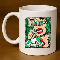 Roll It Lick It Smoke It Marijuana Pot Weed 11oz C Handle Ceramic Mug