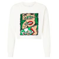 Roll It Lick It Smoke It Marijuana Pot Weed Cropped Pullover Crew