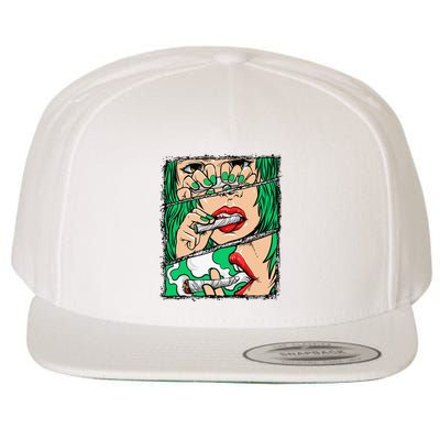 Roll It Lick It Smoke It Marijuana Pot Weed Wool Snapback Cap