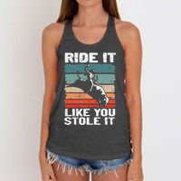 Ride It Like You Stole It Rodeo Bull Riding Cowboy Women's Knotted Racerback Tank