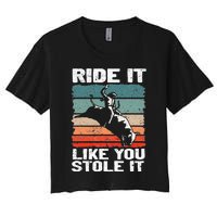 Ride It Like You Stole It Rodeo Bull Riding Cowboy Women's Crop Top Tee