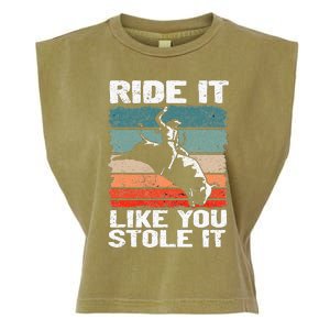 Ride It Like You Stole It Rodeo Bull Riding Cowboy Garment-Dyed Women's Muscle Tee