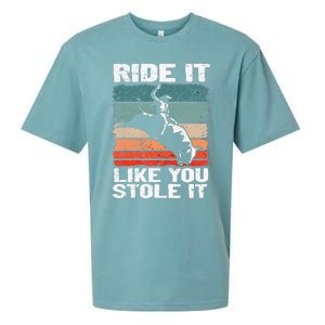 Ride It Like You Stole It Rodeo Bull Riding Cowboy Sueded Cloud Jersey T-Shirt