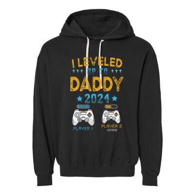 Retro I Leveled Up To Daddy 2024 First Time Dad Garment-Dyed Fleece Hoodie