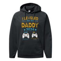 Retro I Leveled Up To Daddy 2024 First Time Dad Performance Fleece Hoodie