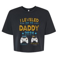 Retro I Leveled Up To Daddy 2024 First Time Dad Bella+Canvas Jersey Crop Tee