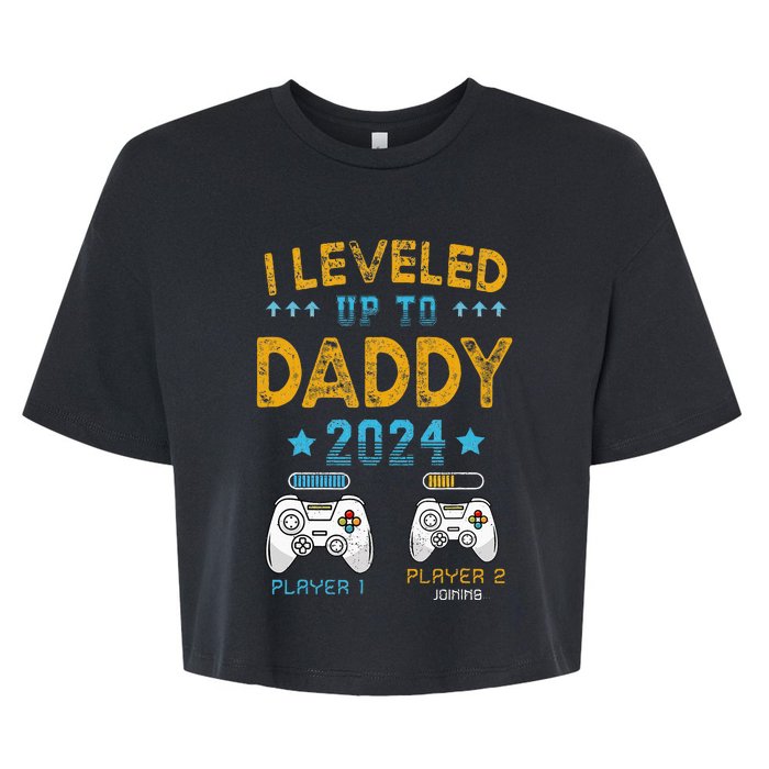 Retro I Leveled Up To Daddy 2024 First Time Dad Bella+Canvas Jersey Crop Tee