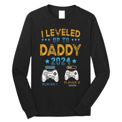 Retro I Leveled Up To Daddy 2024 First Time Dad Long Sleeve Shirt