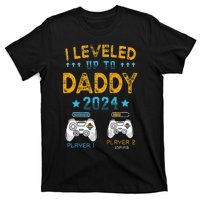 Retro I Leveled Up To Daddy 2024 First Time Dad T-Shirt