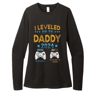 Retro I Leveled Up To Daddy 2024 First Time Dad Womens CVC Long Sleeve Shirt