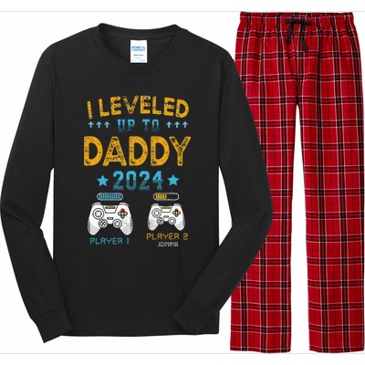 Retro I Leveled Up To Daddy 2024 First Time Dad Long Sleeve Pajama Set