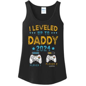 Retro I Leveled Up To Daddy 2024 First Time Dad Ladies Essential Tank