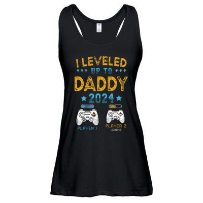 Retro I Leveled Up To Daddy 2024 First Time Dad Ladies Essential Flowy Tank