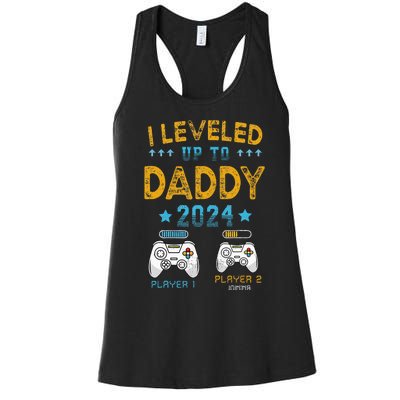 Retro I Leveled Up To Daddy 2024 First Time Dad Women's Racerback Tank