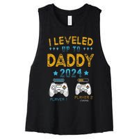 Retro I Leveled Up To Daddy 2024 First Time Dad Women's Racerback Cropped Tank