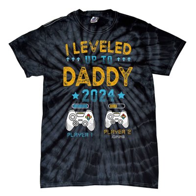 Retro I Leveled Up To Daddy 2024 First Time Dad Tie-Dye T-Shirt