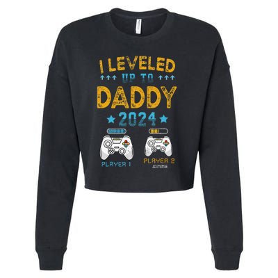 Retro I Leveled Up To Daddy 2024 First Time Dad Cropped Pullover Crew