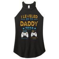 Retro I Leveled Up To Daddy 2024 First Time Dad Women's Perfect Tri Rocker Tank