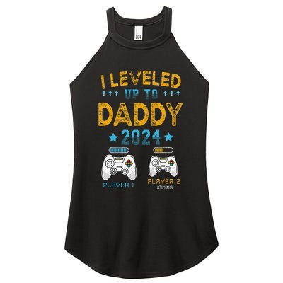 Retro I Leveled Up To Daddy 2024 First Time Dad Women's Perfect Tri Rocker Tank