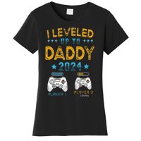 Retro I Leveled Up To Daddy 2024 First Time Dad Women's T-Shirt