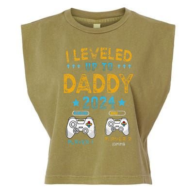 Retro I Leveled Up To Daddy 2024 First Time Dad Garment-Dyed Women's Muscle Tee