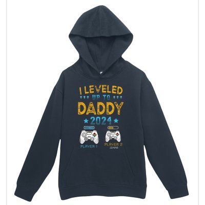 Retro I Leveled Up To Daddy 2024 First Time Dad Urban Pullover Hoodie