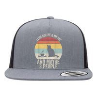 Retro I Like Coffee & My Cat And Maybe 3 People Coffee Cat Flat Bill Trucker Hat