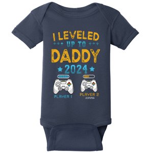 Retro I Leveled Up To Daddy 2024 First Time Dad Baby Bodysuit