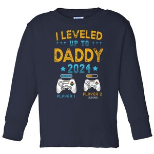 Retro I Leveled Up To Daddy 2024 First Time Dad Toddler Long Sleeve Shirt