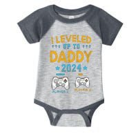 Retro I Leveled Up To Daddy 2024 First Time Dad Infant Baby Jersey Bodysuit