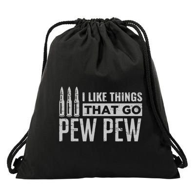 Retro I Like Things That Go Pew Pew Gun Enthusiast Apparel Drawstring Bag