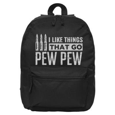 Retro I Like Things That Go Pew Pew Gun Enthusiast Apparel 16 in Basic Backpack