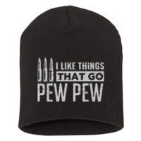 Retro I Like Things That Go Pew Pew Gun Enthusiast Apparel Short Acrylic Beanie