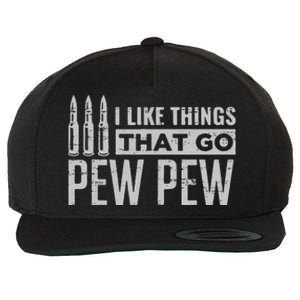 Retro I Like Things That Go Pew Pew Gun Enthusiast Apparel Wool Snapback Cap