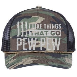 Retro I Like Things That Go Pew Pew Gun Enthusiast Apparel Retro Rope Trucker Hat Cap