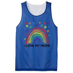 Rainbow I Love My Moms Family Two Mothers 2 Mommies Cute Gift Mesh Reversible Basketball Jersey Tank