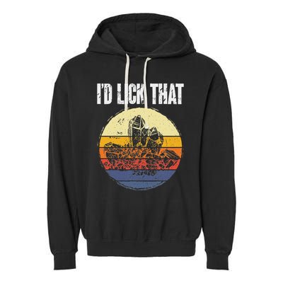 Rockhound ID Lick That Retro Geology Rock Collecting Garment-Dyed Fleece Hoodie