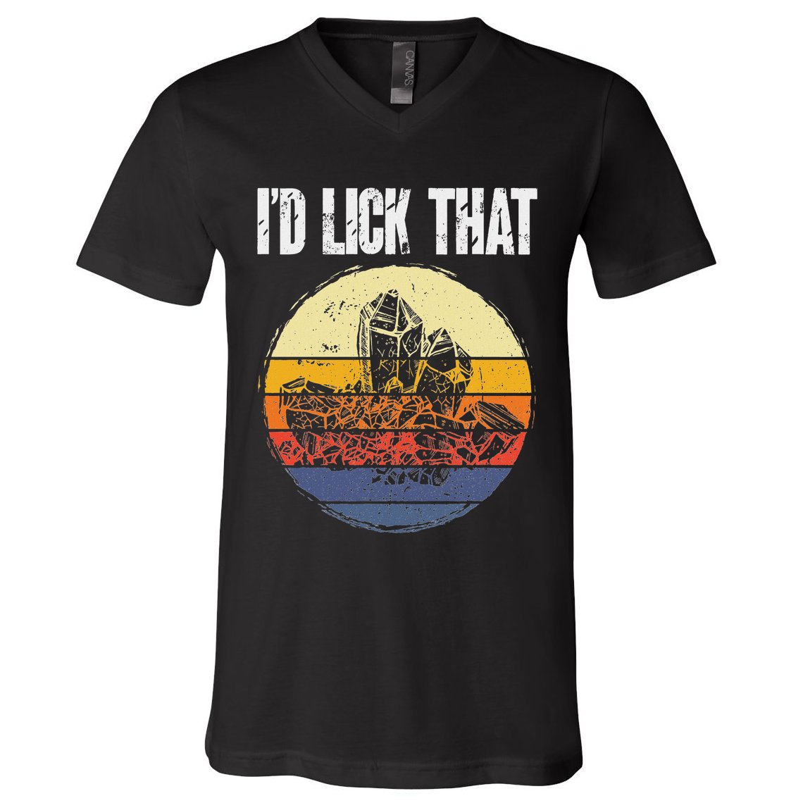 Rockhound ID Lick That Retro Geology Rock Collecting V-Neck T-Shirt