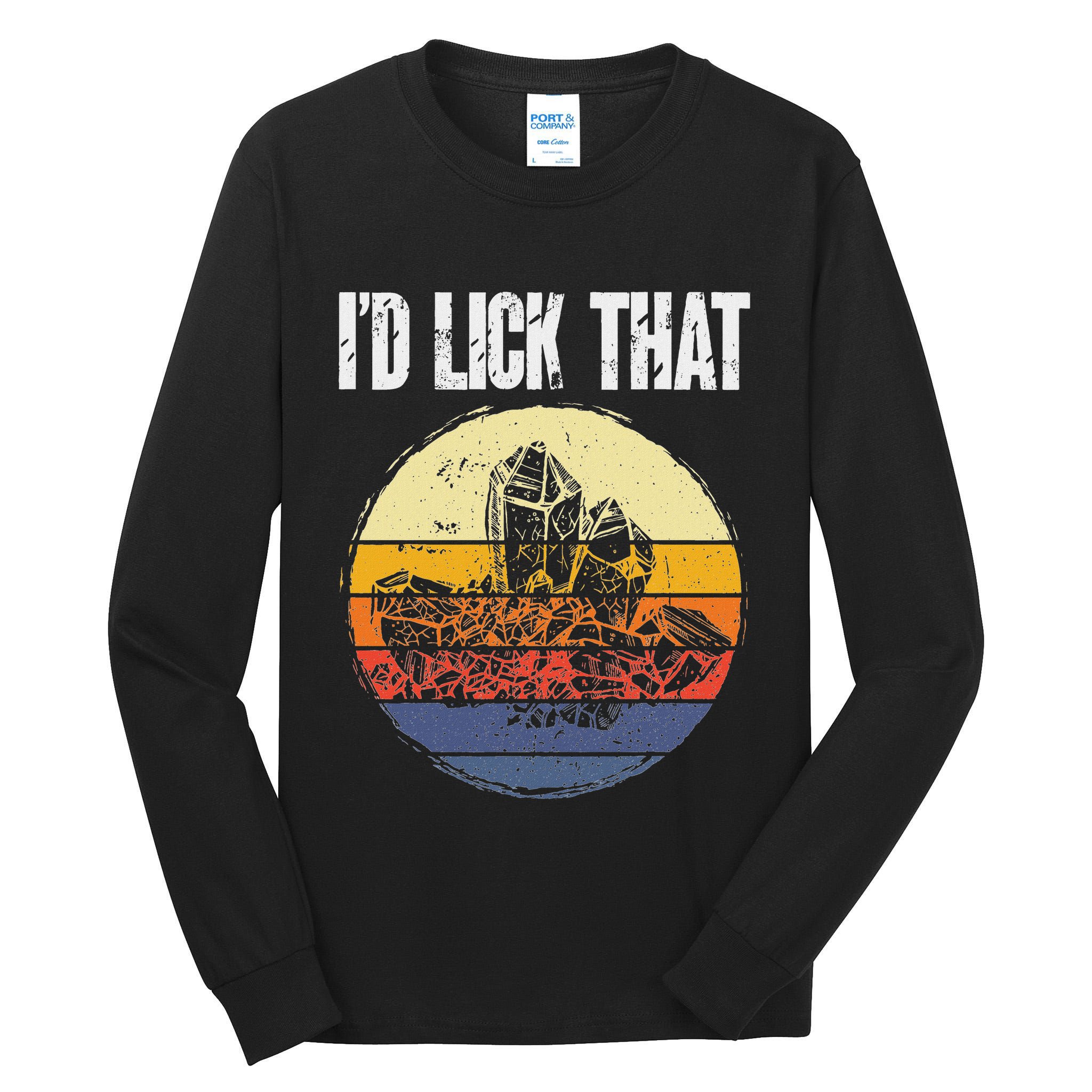 Rockhound ID Lick That Retro Geology Rock Collecting Tall Long Sleeve T-Shirt